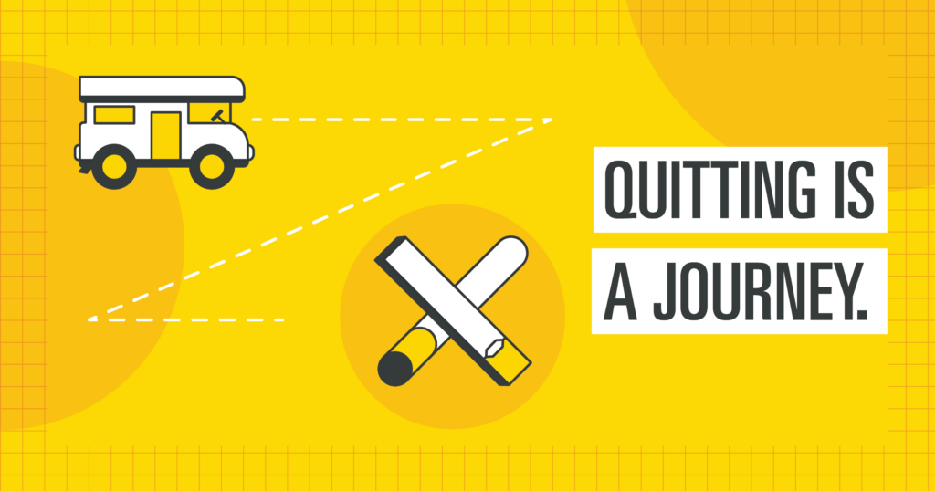 yellow background stating "Quitting is a Journey"