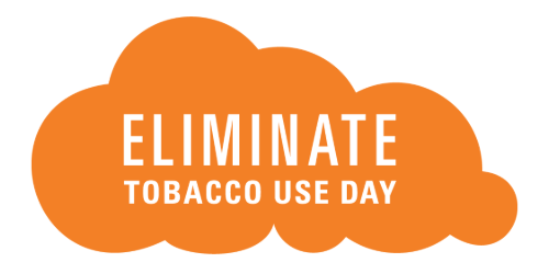 orange cloud shape stating "Eliminate Tobacco Use Day"